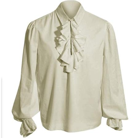 Piratskjorta för män Vampyr Halloween kostym beige XL