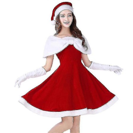 Julekostume Kappe, Voksen Stropløs Julemandskappe med Hætte, Fløjl Party Scene Kappe til Jule Cosplay, Halloween Kostume