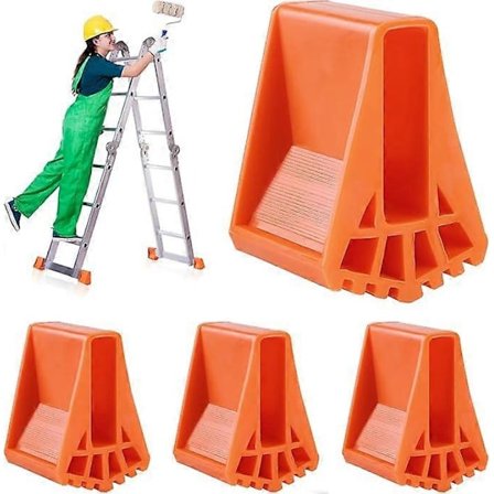 4 stk. stigefødder, skridsikre stigefødder, udskiftningsstigefødder, stigefødder til teleskopstiger, stiger, store (orange) [db]
