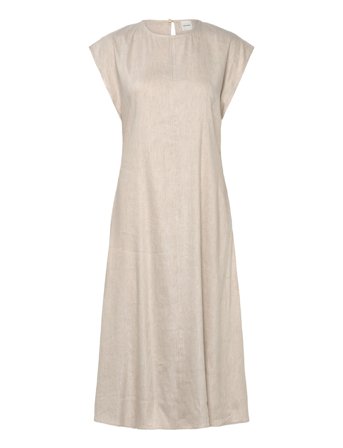 Stretch Linen Midi Dress Beige Calvin Klein