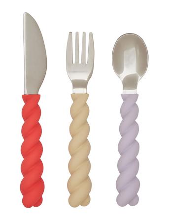 Mellow Cutlery - Pack Of 3 Home Meal Time Cutlery Multi/patterned OYOY MINI