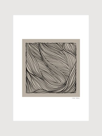 Poster med vågliknande mönster på gråbrun bakgrund | Kunstary.com, 50x70 cm