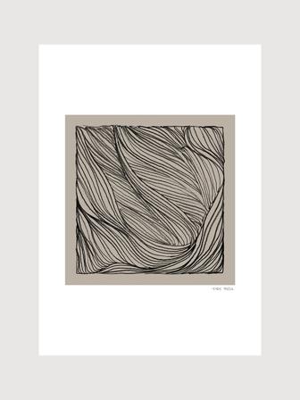 Poster med vågliknande mönster på gråbrun bakgrund | Kunstary.com, 70x100 cm