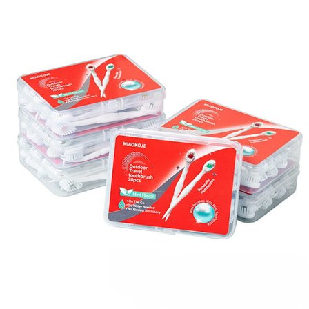 Mini Tannbørster - Engangstannbørster (Inkluderer Tannkrem og Tannpirkere) for Arbeid eller Reise, 20 stk (Assorterte Smaker (1 Pakke))