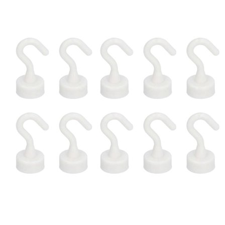 10 stk. magnetiske kroker, hvite, kraftige ABS-kroker for kjøleskap, mikrobølgeovn, 5 kg