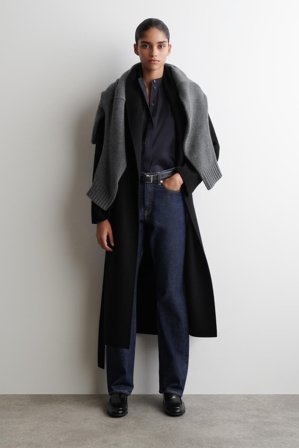 COS Women's Camicia In Cotone Senza Colletto in Blu