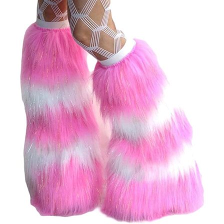 Strikkede/pelsleggvarmere for kvinner, lodne leggvarmere, vinterstøvlettmansjetter, dekker støvlettoverdeler, høye hæler, støvler, varme sokker