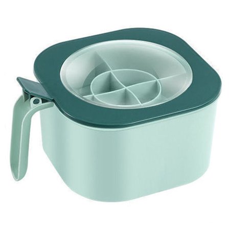 Krydderikasse til køkken med 4 rum med låg Genanvendelig støvtæt krydderiflaske Køkkenudstyr