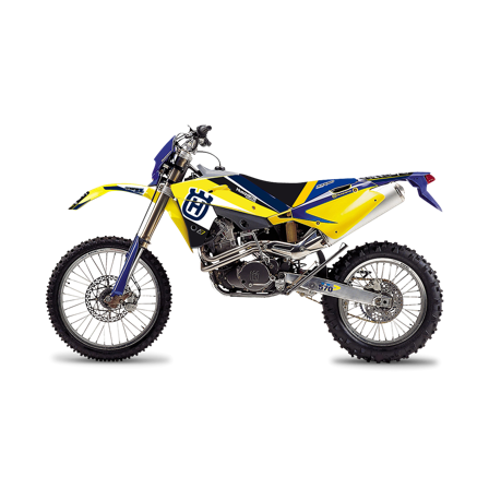 Kit Adesivi Completo Blackbird Dream 4 con Coprisella Bianco-Giallo-Blu - Husqvarna TC 570 2001-2002