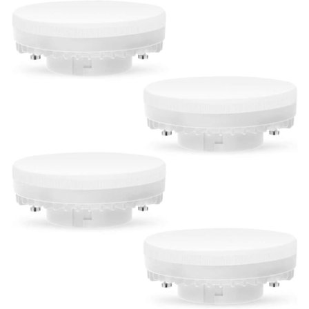 4 stk. GX53 LED-pære 7W 3000K, Varmhvit, Ikke dimbar, Flimmerfri, Erstatter 50W Halogen GX5.3 eller CFL 9W 13W, 560 lumen, 120 (FMY)