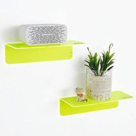 Set med 2 små självhäftande vägghyllor (Neo Green)