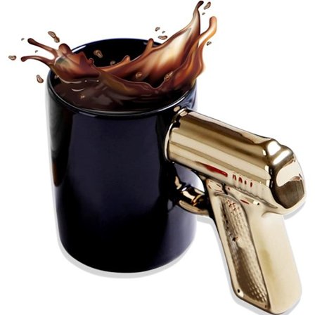 Morsom krus med pistolhåndtak, Nyhet Keramiske Kaffe Kopper, Personlig Pistol Kaffe Kopp, 3D Pistol Håndtak Vann Kopp, Perfekt Nyhet Gag Gave