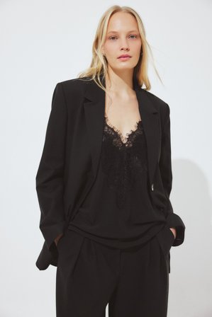 NA-KD Blazer oversize en tissu mélangé - Tenue de bureau - Noir - EU 34