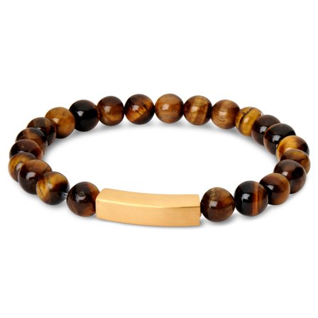 Tiger’s Eye Beaded ID Bracelet for Men - Beaded bracelets