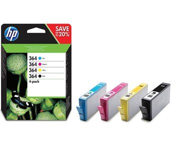 364 combo pack (svart+färg) - HP 364 combo-pack (svart+färg) bläckpatron (N9J73AE)