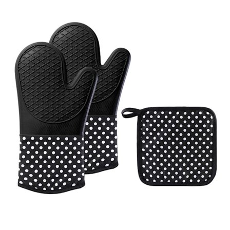 3-pakning ovnvotter, varmebestandige sklisikre silikonovnvotter,