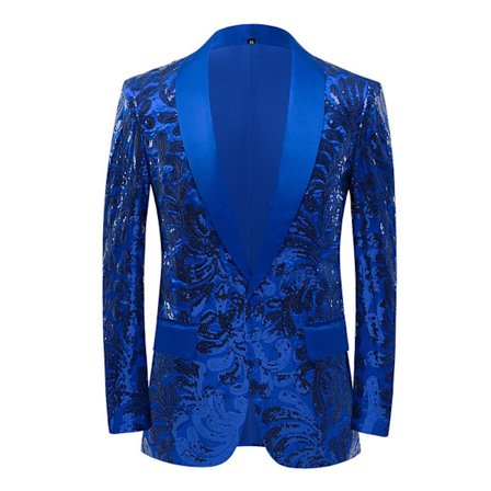 Menners Sequin Blazer Glitrende Glitterjakke Skinnende Blomsterdressjakke