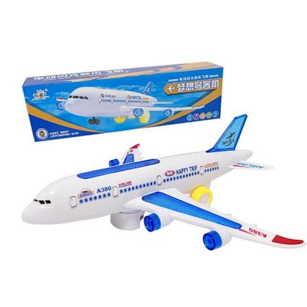 Elektrisk legetøjsfly med musik, lys og lyd, A380 passagerfly