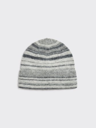 Holzweiler - Fluffy Alpaca Stripe Beanie - Grey Stripe - Mens - One size