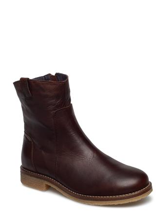 Biaatalia Winter Leather Boot Shoes Boots Ankle Boots Ankle Boot - Flat Brun Bianco