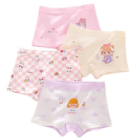 4-pack Bomullsboxertrosor för Flickor, Andningsbara Småbarnstrosor med Flera Mönster, XL 17,5-22,5 kg