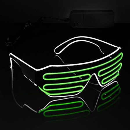Glow In Dark Flashing Led Solglasögon, Lysande Glasögon För Fester, EDM, Halloween RB01(Vit + Grön)