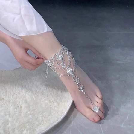 Blixt Kedja Fotlänk Smycken Flickas Strandkedja Strass Justerbar