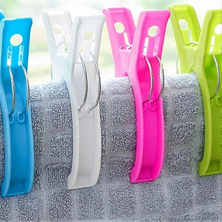 10 stk. Strandhåndklædeklemmer til liggestole, 5 farver (tilfældige farver) Plastik tøjklemmer, Holdbare flerfarvede klemmer til håndklæder dyner 