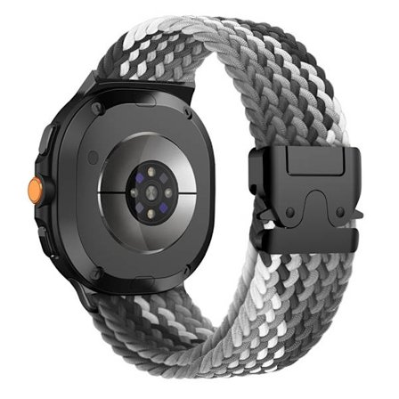 40/44mm Nailonpunottu Joustava Laskuvarjosolki Ranneke Yhteensopiva Samsung Galaxy Watch 8 Classic -kellon Kanssa Black+Grey