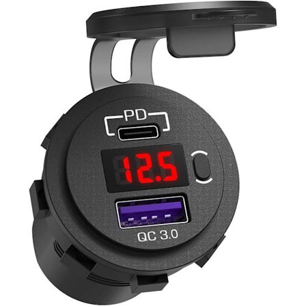 12V USB-C autonäyttöliitäntä, Ouffun Dual PD & QC 3.0 portit 12V U