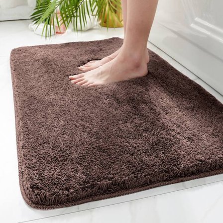 Brun badeværelsesmåtte i majs - 40x60cm - til at skabe et badeværelsesmåttesæt - skridsikker, absorberende og blød