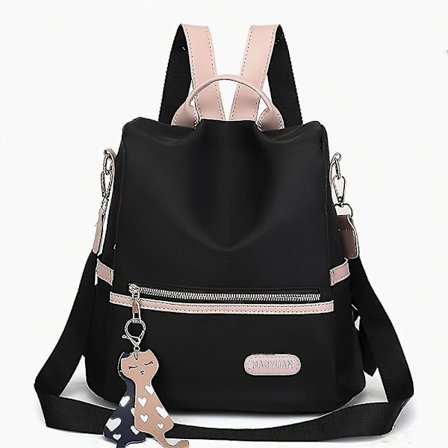 Ryggsäck Dam Trendig Ryggsäck Resa Antistöld Oxfordtyg Lätt Fashionabel Mångsidig(Svart med hänge)