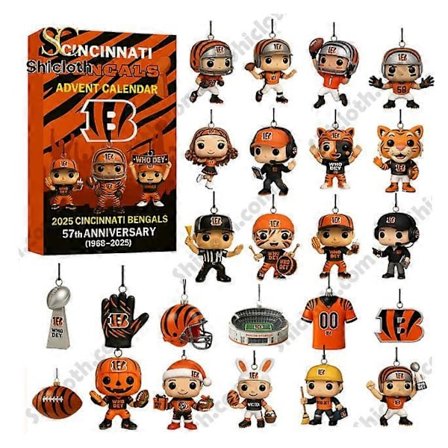 Cincinnati Bengals Vecka 57 Adventskalender Överraskningslåda, Julgransdekoration Akrylhänge Ornament