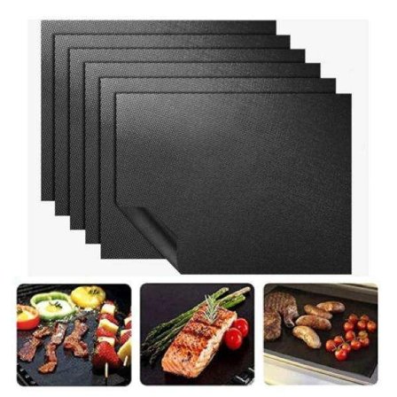 6-pack Non-Stick Grill- och ugnsmattor - 40x33cm Svart - Kompatibel med olika märken[JSR] 6-Pack
