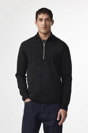 NN.07 Harald 6530 Pullover Herren Schwarz Wollmix