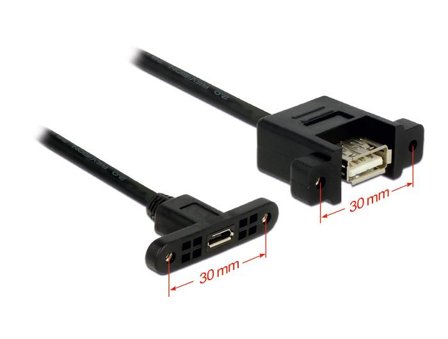 Delock Panel-mount - USB-kabel - USB til Micro-USB Type B - 1 m