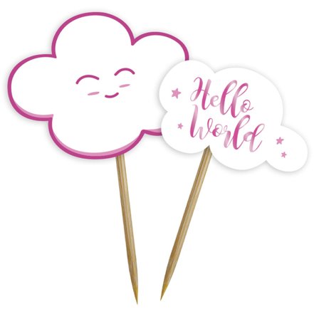 Partystickor Hello World Rosa - Baby Shower Dekoration - Kalaslagret.se