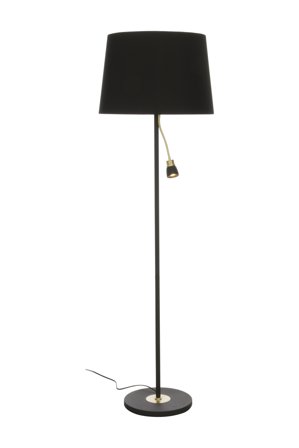Aneta Lighting EKETORP golvlampe, svart/matt messing, inkl. skjerm, med lesearm