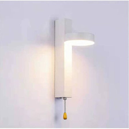 Vegglamper 9w Vegglampe Trefarget Belysning Valgbar Vegglampe Med Trekkbryter For Stue, Soverom, Trapper, Kjøkkenn.hvit