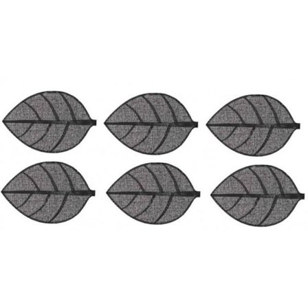 Sæt med 6 bordskånere blade - 50 x 33 cm - Sort