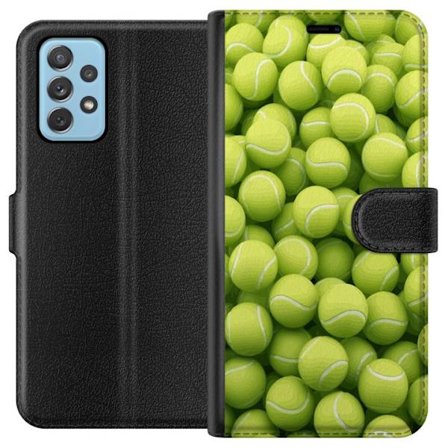 Kompatibel Tegnebogsetui til Samsung Samsung Galaxy A52 5G Mønster af grønne tennisbolde i høj detalje, sporty motiv med gentagende tekstur og stæ