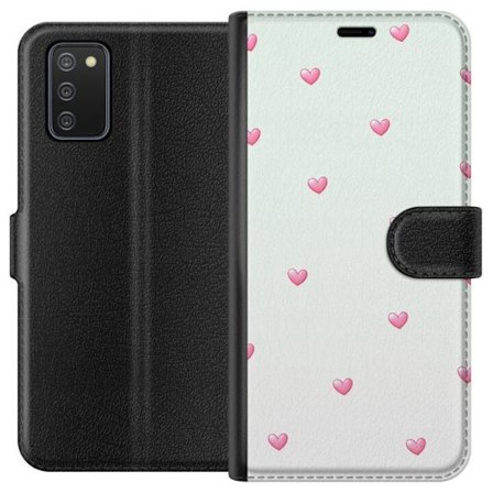 Kompatibel Tegnebogsetui til Samsung Samsung Galaxy A02s Minimalistisk mønster med lyserøde hjerter på en lysegrå baggrund, sødt og enkelt design