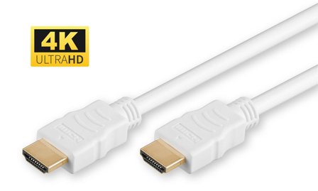 MicroConnect High Speed HDMI with Ethernet - HDMI med Ethernet-kabel - HDMI (hann) til HDMI (hann) - 5 m - hvit