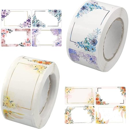 500 st självhäftande etiketter för syltburkar med blommönster, etiketter för syltburkar, frysetiketter för sylt, kryddlock