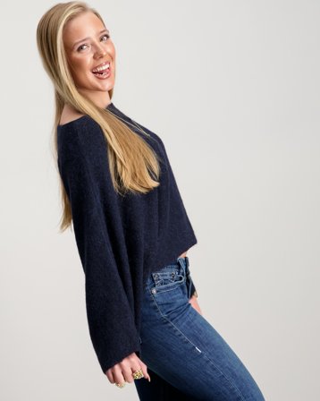 Gina Tricot Young Y knitted poncho sweater Blå Genser Jente - Kids Brand Store