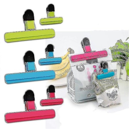 Poseklemmer, store poseklemmer madklemmer plastik kraftige lufttætte forseglingsgreb assorterede farver til kaffe kartoffel Banmo
