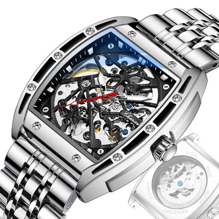 1 stk. Sølv Safir Rustfrit Stål Ur, Læder og Silicium