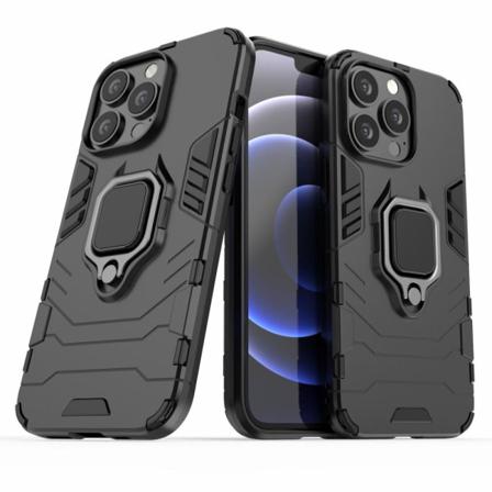 Iphone 13 Pro - Hybrid Armor Ring Skal - Svart