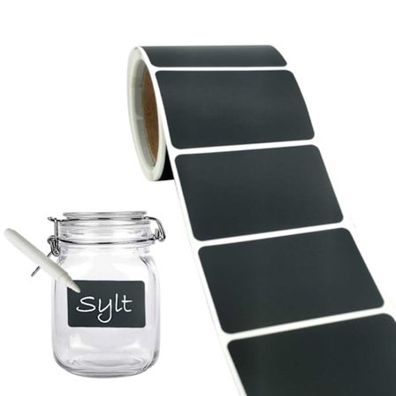 120 stk. Rektangulære Kridtetiketter til Glas + Sort Pen