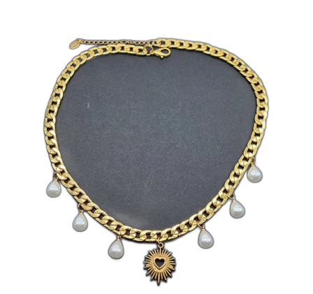 Guldpläterat halsband med hjärta